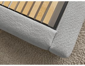 Letto matrimoniale imbottito grigio chiaro con contenitore con rete inclusa 180x200 cm Orlane – Bobochic Paris