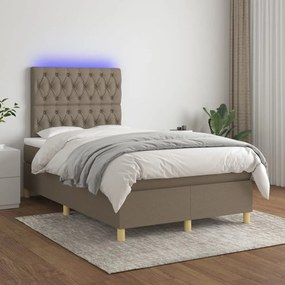 Letto A Molle Con Materasso E Led Tortora 120x200cm İn Tessuto /