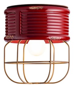Plafoniera Industrial Ferro E Ceramica Vintage Bordeaux 1 Luce E27