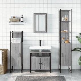 Set mobili da bagno 4 pz grigio sonoma in legno multistrato