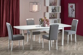 Set tavolo Florian allungabile in bianco - L160-228 cm + 4 sedie Clarion in grigio/bianco - Inari91