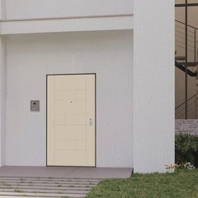 Porta blindata DI.BI. Aster L 80 x H 210 cm in PVC avorio/bianco, apertura spingere a sinistra, falso telaio incluso
