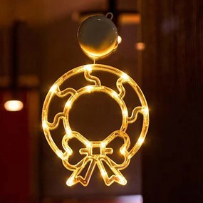 Decorazione per finestre Ghirlanda natalizia luminosa Led a ciondolo con ventosa Bianco caldo a batteria Wisdom