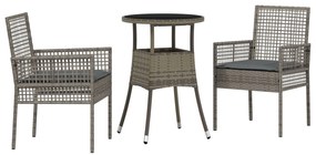 Set pranzo giardino 3 pezzi grigio polirattan