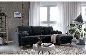 Divano letto angolare grigio scuro, angolo destro Scandic Lagom - Miuform