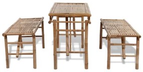 Tavolo da Birreria con 2 Panchine 100 cm in Bambù