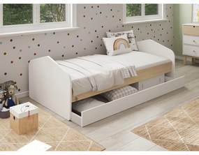 Letto per bambini in pino bianco/naturale con letto estraibile 90x200 cm Estefania - Marckeric