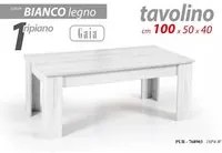 Tavolino basso bianco salotto Con un ripiano cm 100 x 50 x 40 h