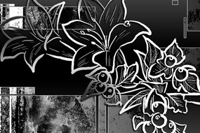 Quadro su tela – Illustrazione floreale in bianco e nero