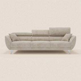 Michelangelo 4 Posti – Divano con 3 sedute estensibili e poggiatesta reclinabili in elegante tessuto vellutino smacchiabile T30