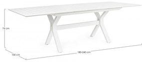 Tavolo allungabile giardino Kenyon bianco cm 180-240 x 100