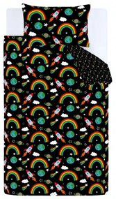 Set copripiumino e federa da bambini nero per culla 120x150 cm Rainbow Rockets – Catherine Lansfield