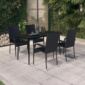 Set da pranzo da giardino 5 pz nero