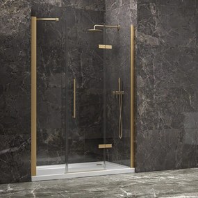Porta doccia 140 cm battente e 2 fissi oro spazzolato | KT6000G - KAMALU