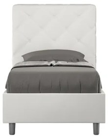 Letto singolo con rete imbottito 80x200 similpelle bianco Priya