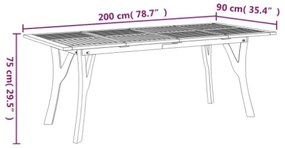 Tavolo da Giardino 200x90x75 cm Legno Massello di Acacia