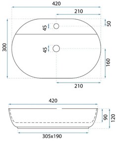 REA-U6617 - Lavabo da appoggio AURA 30x42 cm ceramica/bianco lucido