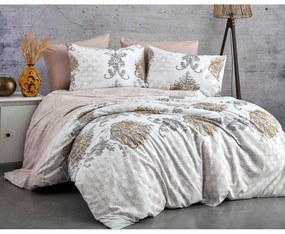 Biancheria da letto singola in cotone Renforcé marrone/beige 140x200 cm Daisy - Mijolnir