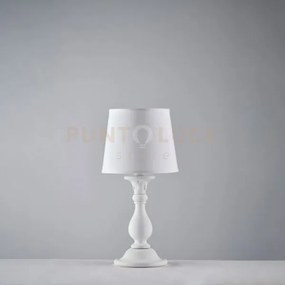 Lumetto in legno bianco shabby 1 luce con paralume dm.20 lucca