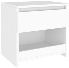 Comodino bianco 40x30x39 cm in legno ingegnerizzato