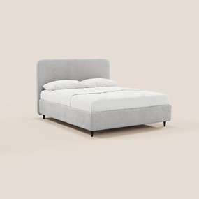 KAELOS letto minimal imbottito - vano contenitore, piedi alti e testiera arrotondata in tessuto ciniglia