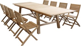 ORATOR - set tavolo in teak cm 160/240 x 90 x 77 h con 8 sedie Orator