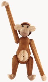 Oggetto decorativo fatto a mano in legno di teak Monkey, alt. 19 cm