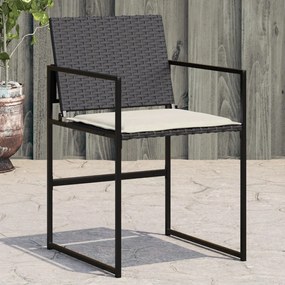 Sedie da giardino con cuscini 4 pz nere in polyrattan