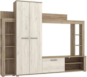 NILA - parete attrezzata moderna colore rovere grigio bianco