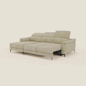 Arcos Divano con penisola - piedini alti e poggiatesta reclinabili in microfibra impermeabile T11 beige