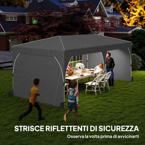 Gazebo Pieghevole 3x6 m con Pareti e Altezza Regolabile Protezione UV 50+ Grigio Chiaro...