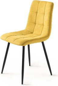 Sedia da pranzo in tessuto Giallo gambe metallo nere - KATERINE 2 sedie