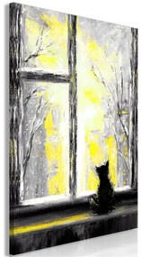 Quadro Longing Kitty (1 Part) Vertical Yellow  Colore Giallo, Dimensioni e Misure 60x90