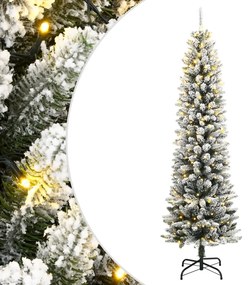 Albero Di Natale Artificiale Con 300 Led E Neve Floccata 180 Cm /