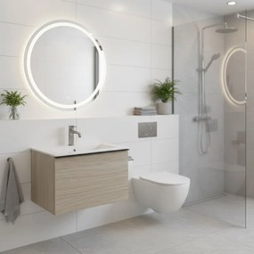 Mobile da bagno sospeso sotto lavabo Pixel plain 1 cassetto L 60 x H 40 x P 45.5 cm olmo Rousseau e maniglia in alluminio nero opaco