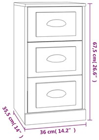 Credenza Rovere Fumo 36x35,5x67,5 cm in Legno Multistrato