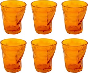 Set 6 Bicchieri Accartocciati 22 cl Ø8 cm in Vetro Pressato Kaleidos Arancioni...