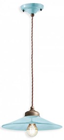 Lampadario Vintage Colors Ferro E Ceramica Azzurro 1 Luce E27 30Cm