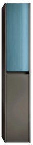 Colonna per mobile bagno Niwa 2 ante P 27 x L 30 x H 160 cm laccato opaco grigio carbone con vetro blu pacifico cannettato