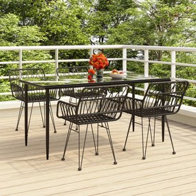 Set da pranzo da giardino 5 pz nero in polyrattan