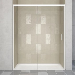 Porta doccia scorrevole Jazz L 140 x H 200cm, Sp. 6 mm in vetro vetro senza finitura / trasparente profilo bianco