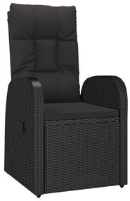 Set da pranzo da giardino 5 pz nero con cuscini in polyrattan