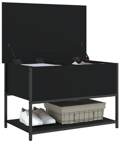 Panca portaoggetti nera 70x42,5x47 cm in legno multistrato