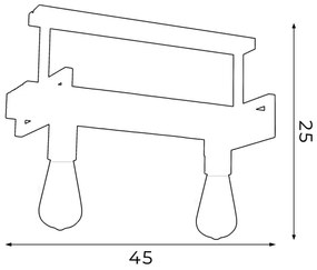 Lampadario a sospensione con supporto rigido HARD 2xE27/60W/230V