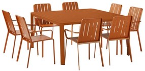 Set tavolo e sedie Idaho NATERIAL in alluminio arancione per 8 persone