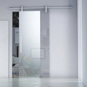 Porta scorrevole Cristal Satinato in alluminio trasparente, L 86 x H 215 cm, con binario Ermes Sinistra