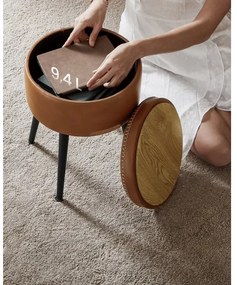 Pouf in pelle CORE colore cognac