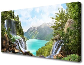 Quadro su tela Baia della cascata di montagna 100x50 cm