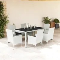 Set da Pranzo da Giardino 7 pz con Cuscini Polyrattan e Vetro 3278582