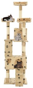 Albero per gatti tiragraffi sisal 170 cm zampe stampate beige
